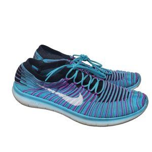 Nike Free RN Motion Flyknit Running Shoes Blue Violet 834585-401 Women's Size 9